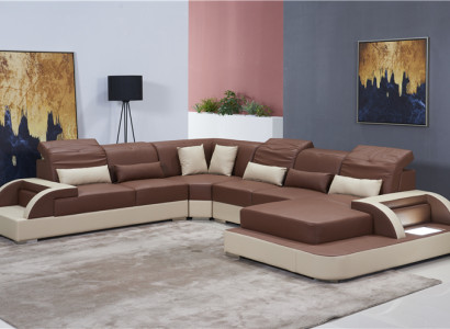Living landscape U-shape xxl Corner sofa Sofa Couch Upholstery Suite Leather Sofas Corner
